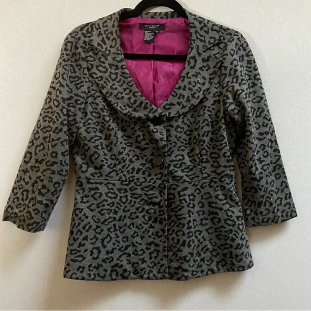 Sandro Animal Print Button Blazer Sz S